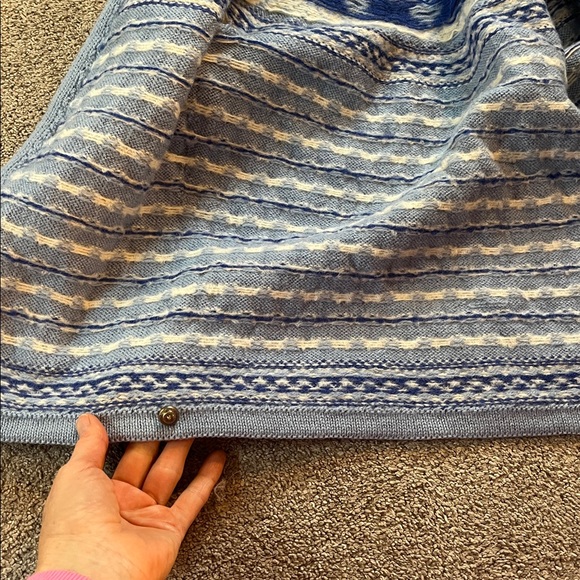 Hand knit in Denmark light sky blue cardigan sweater chest 16 inches Paul Mage - Picture 5 of 8